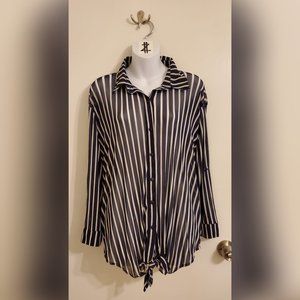 Sheer Striped Blouse XL NWT